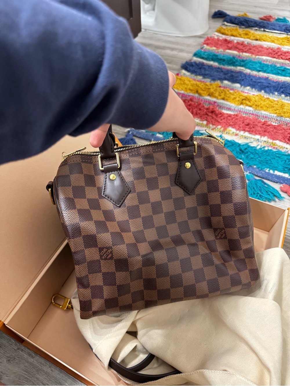 Louis Vuitton Brown Damier Ebene Speedy Bandoulière 25